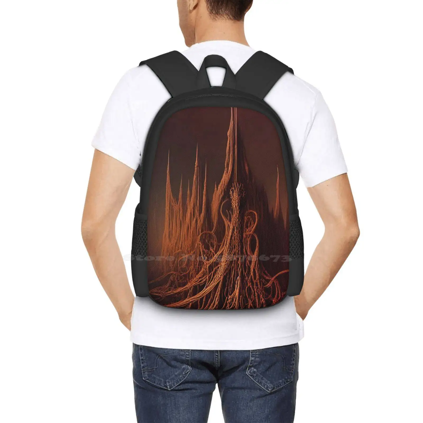 The Cathedral Of Clotted Blood Hot Sale Backpack Fashion Bags Cathedral Artificial Intelligence Copper Wired Horror Fantasy