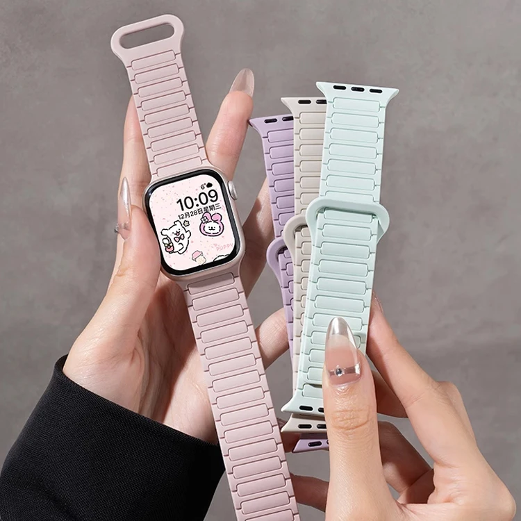 

Силиконовый ремешок для Apple Watch 46 мм 42 мм 49 мм 45 мм 44 мм 41 мм 40 мм Магнитный ремешок для IWatch Ultra 2 Series 10 9 8 7 6 SE 3 4 5