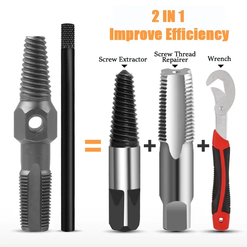 

Double Head Screw Extractor 1/2'' 3/4'' Broken Pipe Take Out And Repair Broken Bolt Damaged Screw Drill Bits Remover Tools