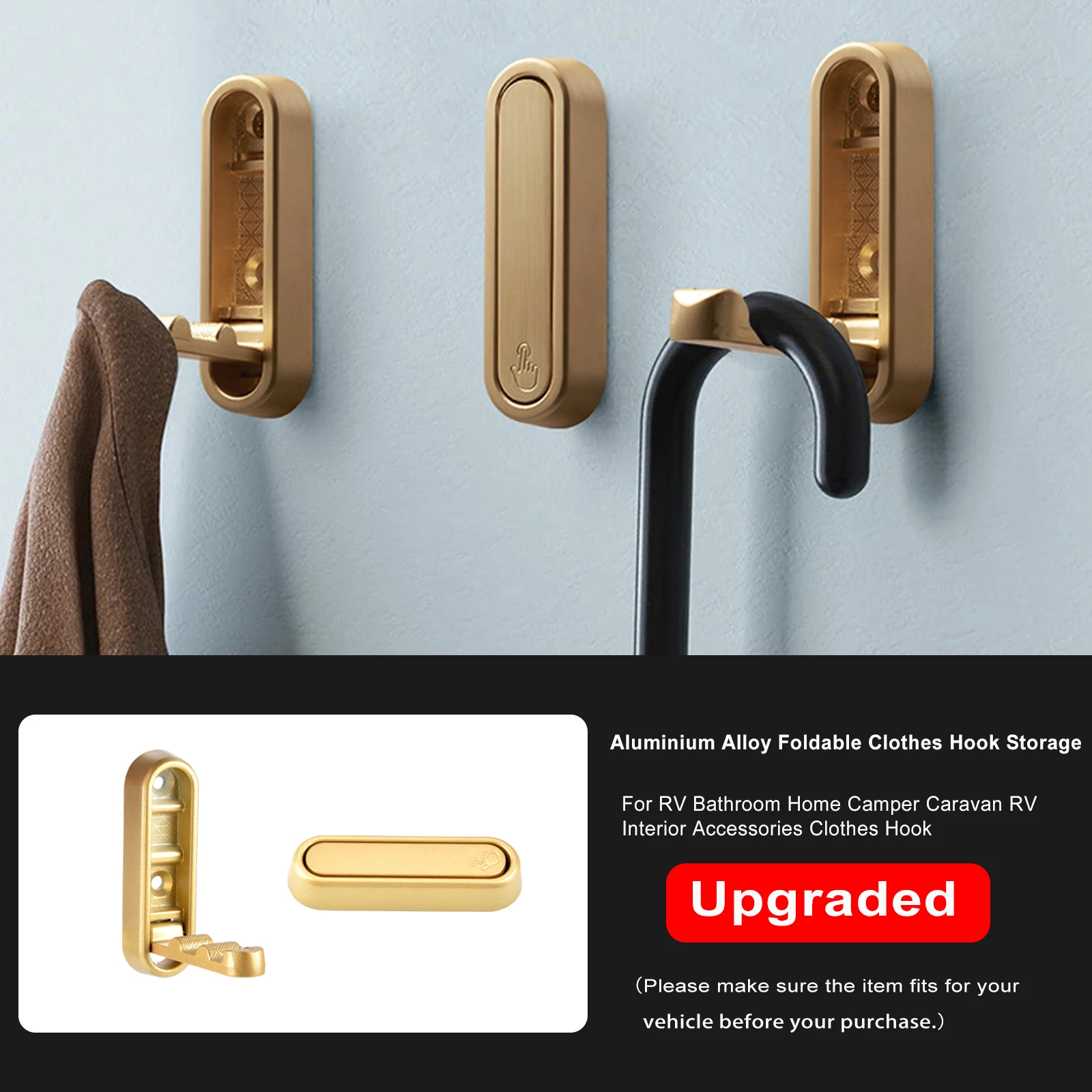 1PC Aluminium Alloy Foldable Clothes Hook Storage for RV Bathroom Home Camper Caravan RV Interior Accessories Clothes Hook