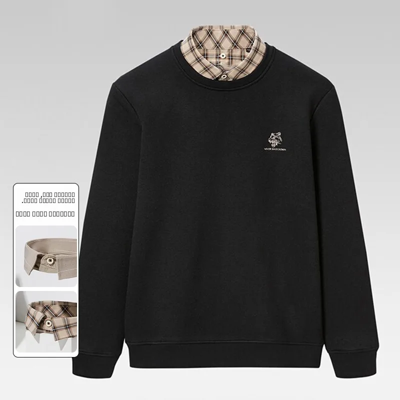 

Men's Knitted Fce Lined irt Collar Removable Outerwear Casual Loose Fit Long Sve Busin Casual Sle Autumn Wear