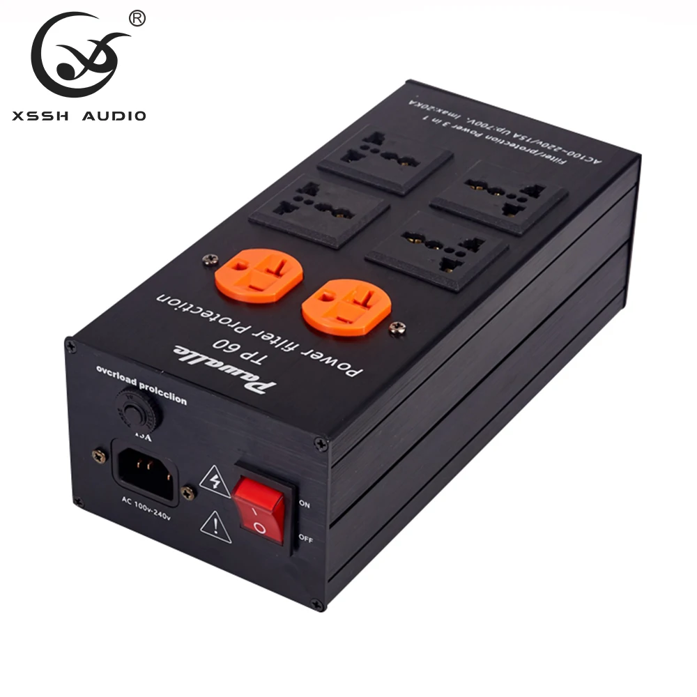 

TP60 защита фильтра питания 3 в 1 HIFI US AC распределитель XSSH Аудио 100V ~ 220V 15A 15amp универсальная розетка электрическая розетка