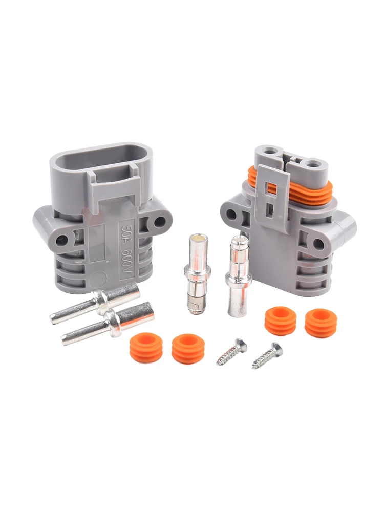 ذكر + موصل سالب 50A 600V PPO UL94-V0 مقاوم للماء-20 ° ج إلى 105 ° C 1 Set 10mm2 قطر السلك مقاوم للغبار رمادي #4