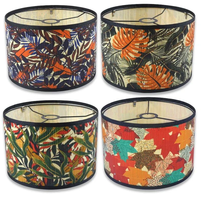 

E27 абажуры с рисунком листьев тропических растений 11,81 "×7,87" бамбуковые абажуры для люстр торшеры Hotal Cafe украшения