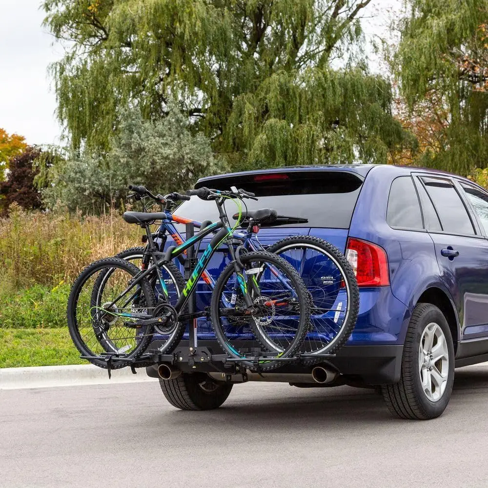 Outdoor Dual Bike Rack, 80 lbs Capacity, 1.25 or 2 Hitch Compatible