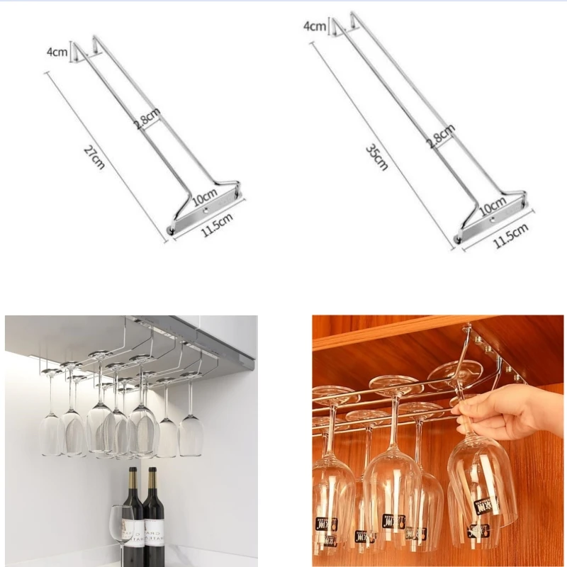 27/35cm Silver Color High Quality Useful Stainless Steel Wine Rack Whiskey Glass Holder Hanging Bar Hanger Shelf Bar Gadgets