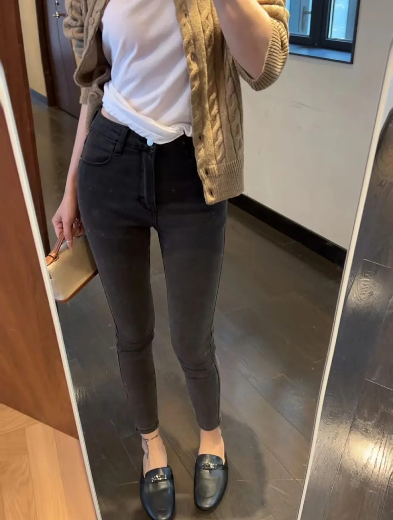 

Slim Fit High Waist Cotton Stretch Denim Jeans e ey Elastic Waist Hip Enhancing Ankle Length Faionable Autumn Winter