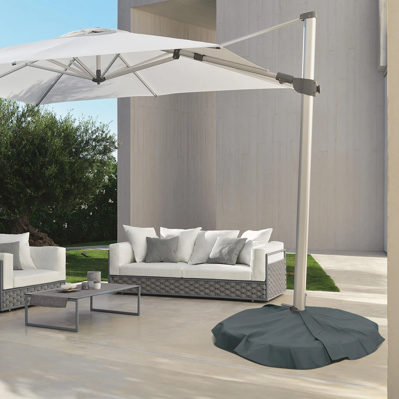 

1pc Umbrella Base Waterproof Dustproof Umbrella Base Cover Oxford Cloth Patio Protector Grey Foldable Storage Outdoor