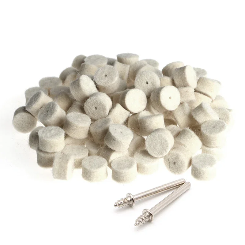

100Pcs Wool Felt Polishing Buffing Pad 13mm + 2 Shank Grinding Wheel Drill bit sharpner Knife sharpener Woodworking tools