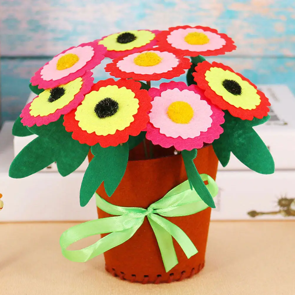 8-セット-diy-植木鉢素材不織布フェルト布カラフルなアクセサリー創造的な装飾家庭学校幼稚園用