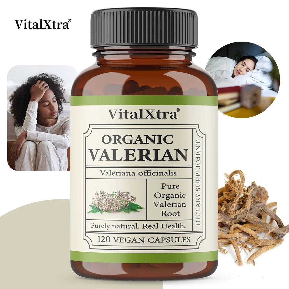 

Pure Organic Valerian Root Capsules - 500 Mg - Natural Sleep & Relaxation Support, Relieves Stress, Vegan Non-GMO