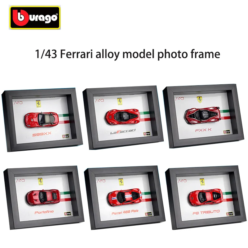 Bburago 1:43 Ferrari 599 GTO LaFerrari 488 GTB Photo Frame Version Alloy Sports Car Model Collection Childrens Gifts Decoration