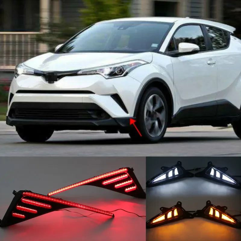 

1 комплект светодиодных DRL для Toyota C-HR CHR 2016 2017 2018 2019 дневные ходовые огни задний бампер противотуманные фары стоп-сигнал сигнальная лампа