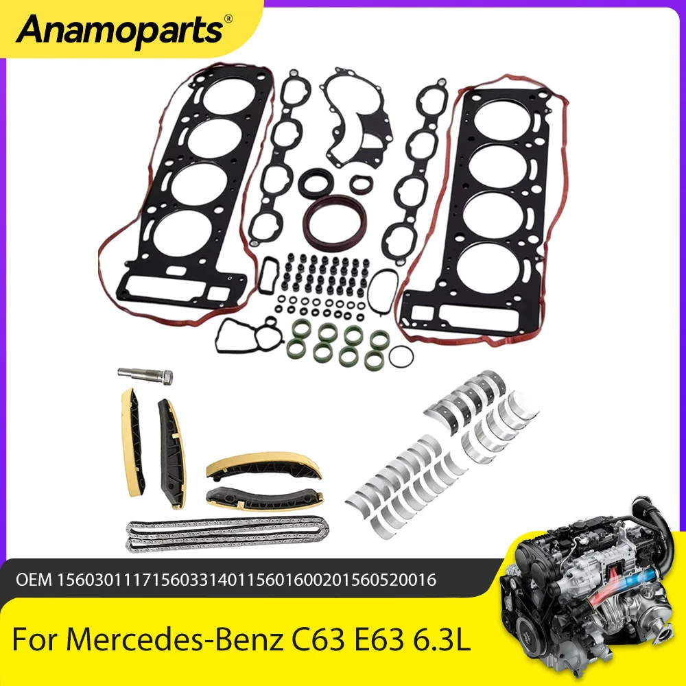 Engine Parts Rebuild Full Gasket Kit Connecting Crankshaft Bearing For Benz M156 C63 E63 SL63 AMG C216 W204 6.3L Gas V8 DOHC