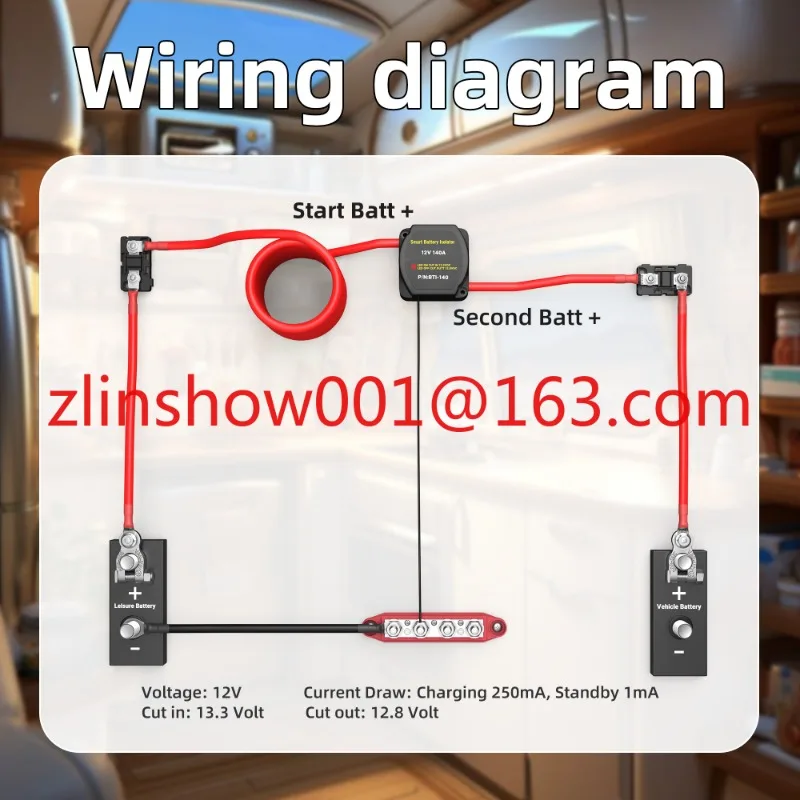 Relé sensible al voltaje 12V 140A Kit de aislador de batería inteligente Camper coche RV yate aislador de batería Dual para barco de coche marino