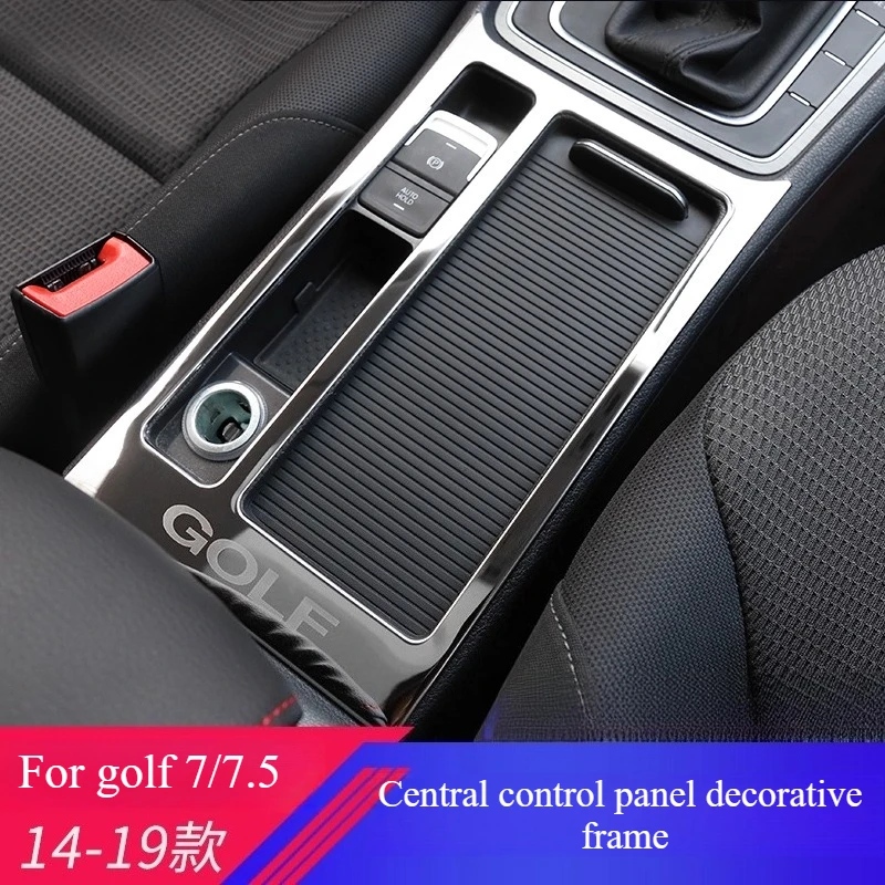 For Golf 7 7.5 Generation Modified Interior Handbrake Water Cup Frame Decorative Panel Stainless Steel Decorative Patch