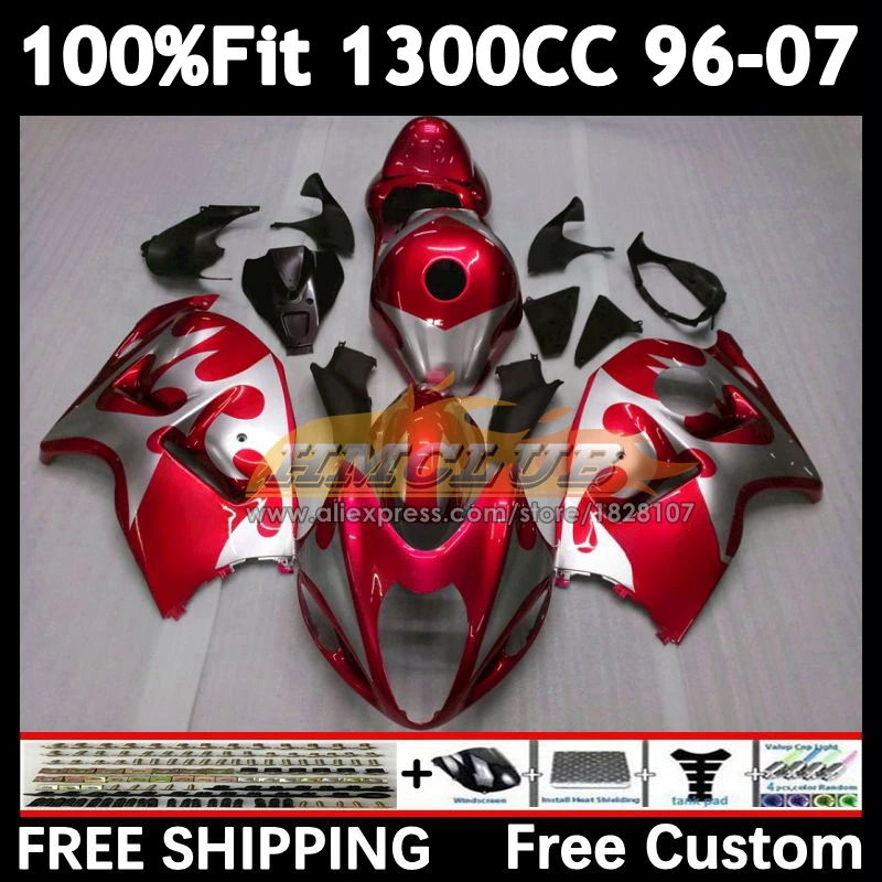 Body For SUZUKI GSXR 1300 GSXR1300 Hayabusa 96 97 98 99 00 01 36No.301 GSXR-1300 red silvery 02 03 04 05 06 07 1996 2007 Fairing