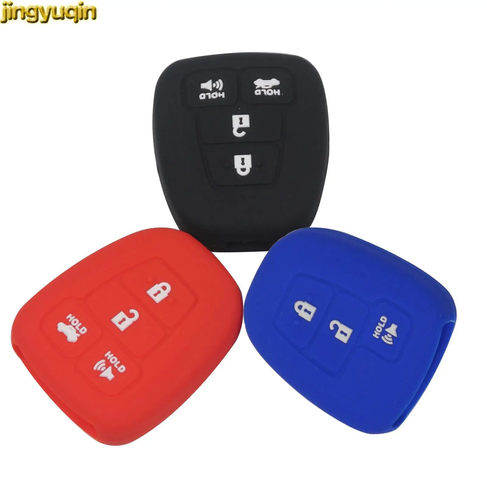 

Jingyuqin 10pcs Remote Silicone Key Cover Case For Toyota Camry Highlander Corolla Prius C Vios Yaris RAV4 Tacoma 2015+ 3/4 BTNS