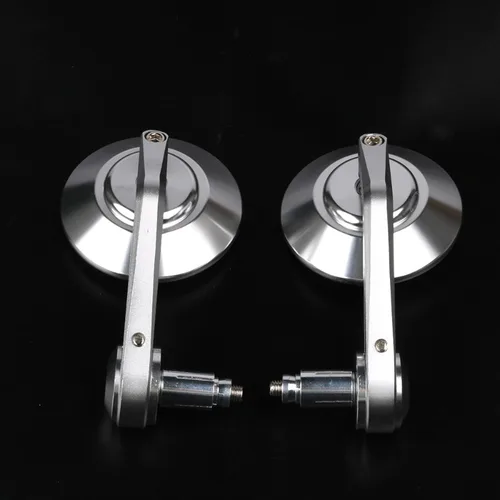 Imagen 2 del producto Espejo para manillar de motocicleta, espejos retrovisores con extremo de barra, agarre deslizante de equilibrio, espejo lateral CNC plateado, 22mm, Universal, antirreflectante