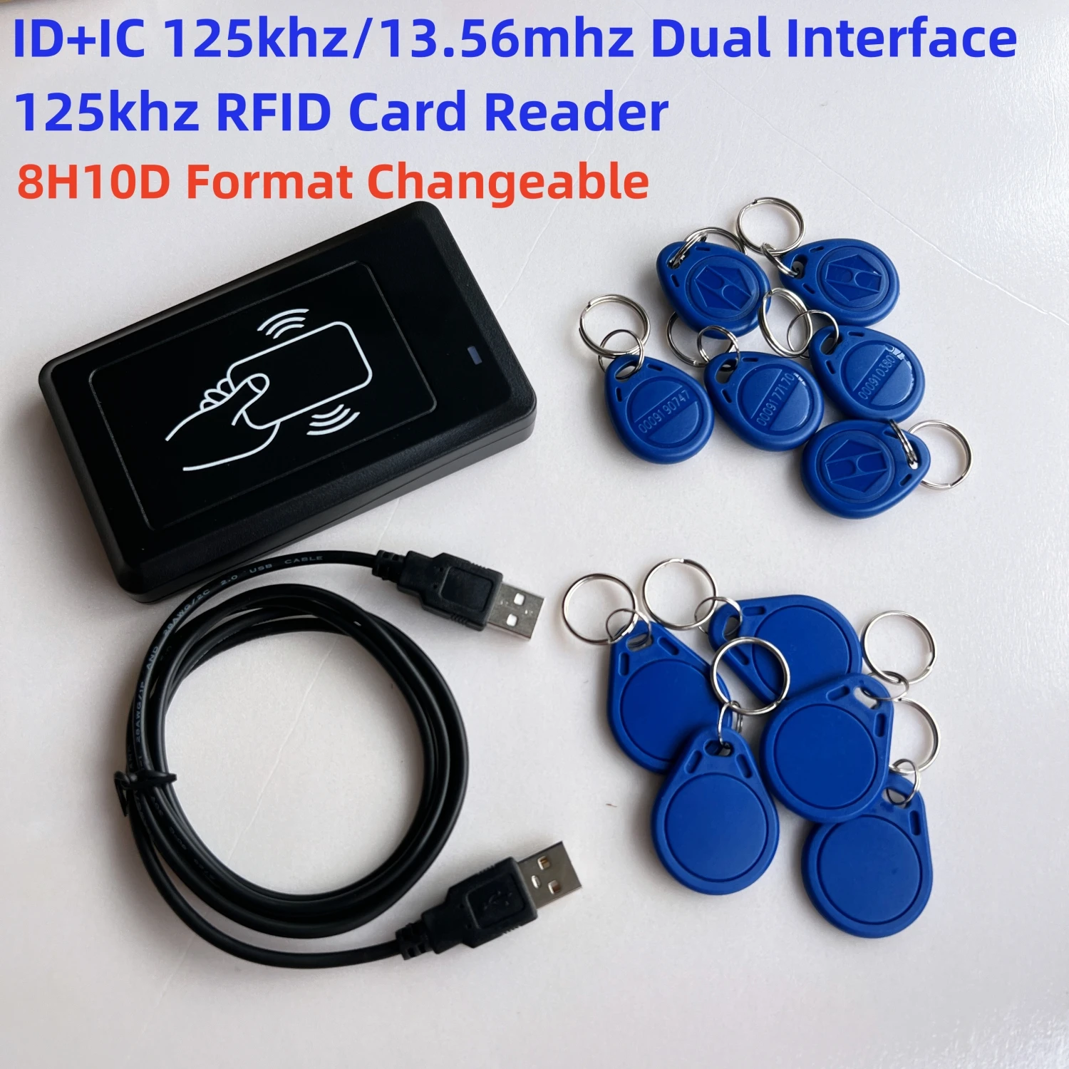 ID+IC Dual Frequency 125khz 13.56mhz rfid Smart Card Reader with ID Format Changeable