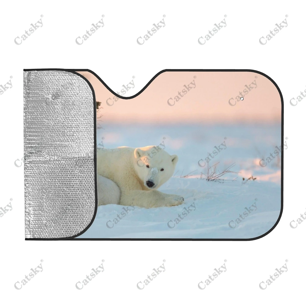 Cute Polar Bear Animal Car Auto Accessories Windshield Sunshade Foldable Sunvisor Protect UV Sunshade Visor Shield for SUV Cool