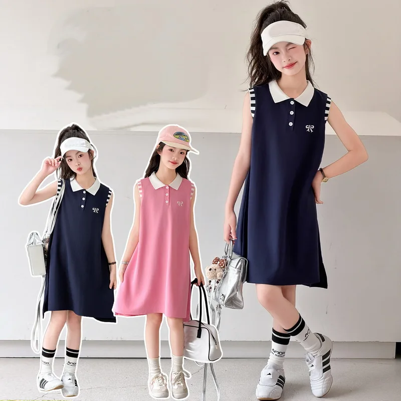 Girls Summer Fashionable Casual Dress Kids Stylish New Style Princess Sleeveless Vest Dresses Super Children's Beautiful Skirt