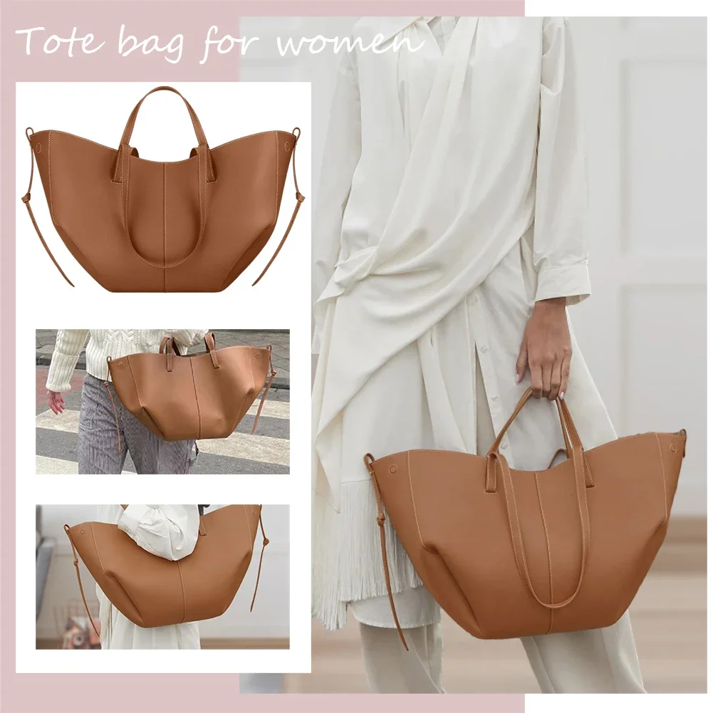 Women Vintage Shoulder Bag Large Capacity Solid Color Bag PU Leather Leisure Bag with Matching Clutch Set