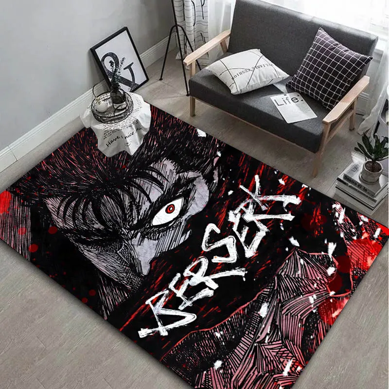 Cool 3D Berserk Guts Rage Anime Carpet Rug Art for Room Decor Sofa Christmas Halloween Gifts Game Area Rug Non-slip Floor Mat