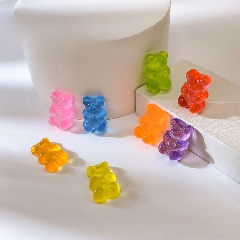 20 قطعة/الحزمة صغيرة الراتنج كاندي الدب مسمار السحر-ملونة ثلاثية الأبعاد مسمار الفن ديكور ، لطيف DIY بها بنفسك مسمار الملحقات للتقليم المرح