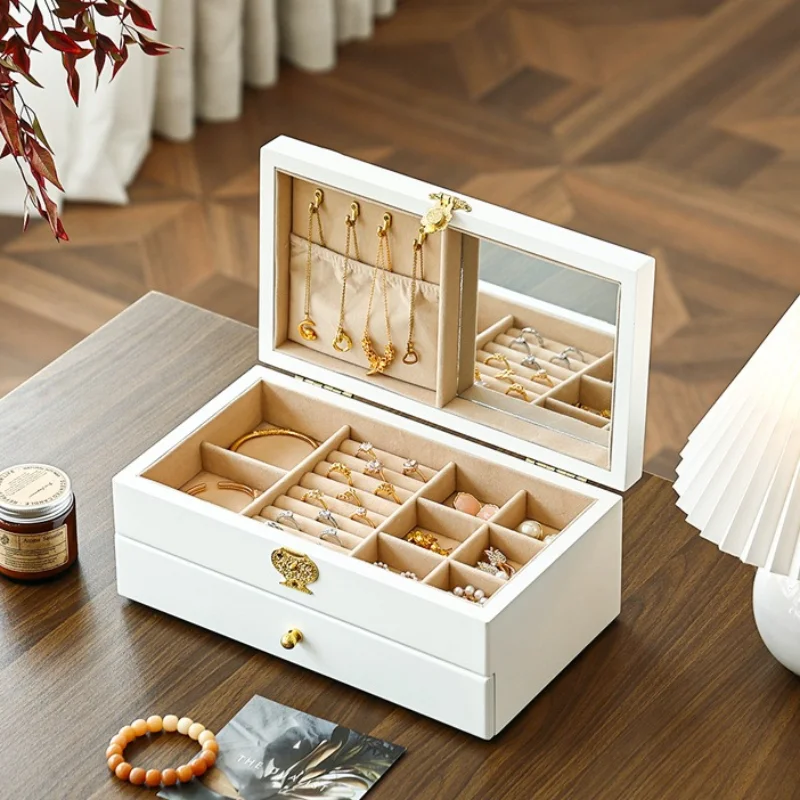 Women Ring Collection Box Drawer Necklace Storage Case Large Capacity Earrings Organizer Boxes Dressers Jewelry Storages Cases