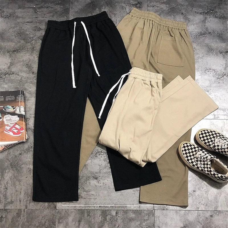 

Loose Long Pants Casual Street Sle Che Texture ex Cotton Sweatpants High Waist Straight Leg Trousers for Men And Women