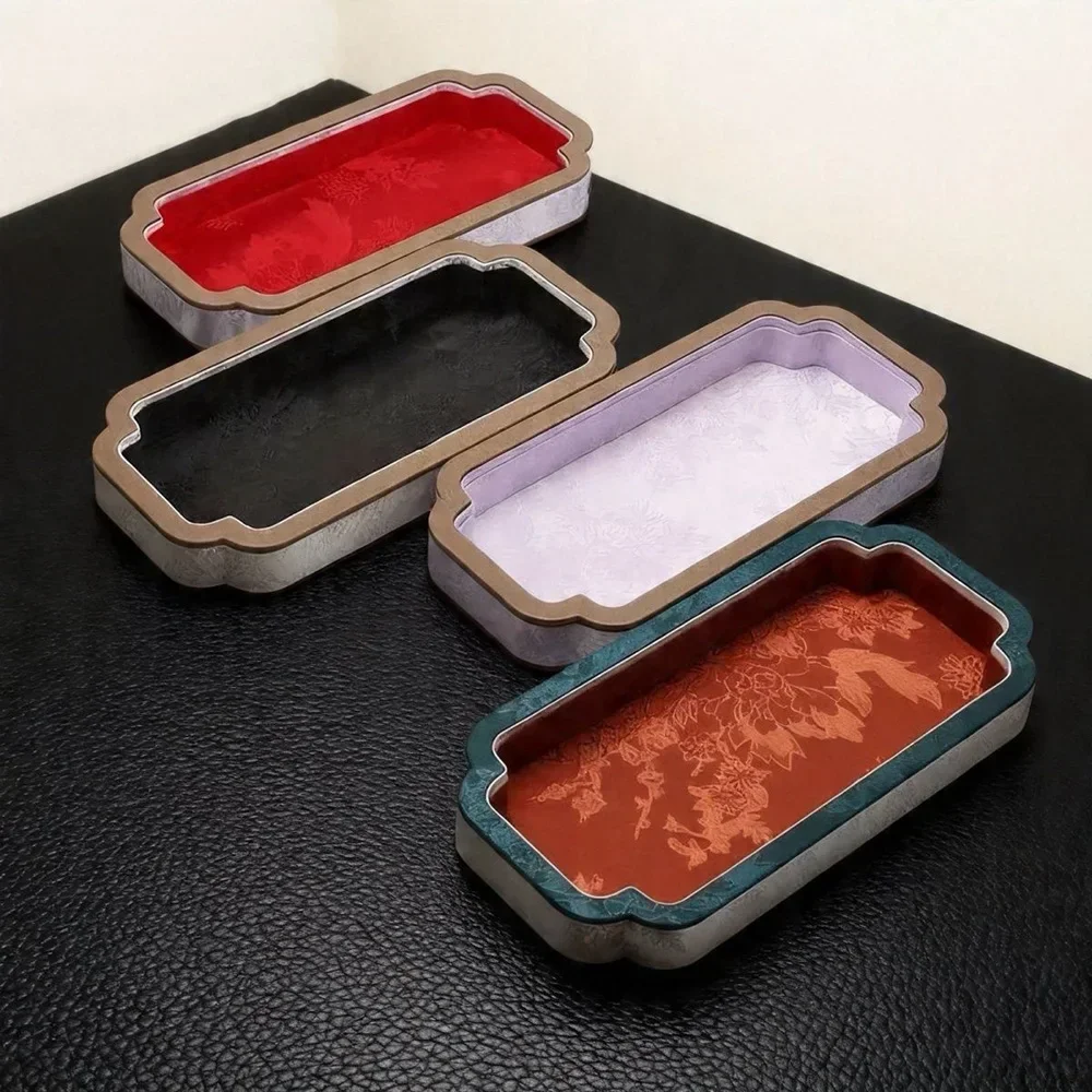 3 Pack Flower Printed Satin Jewelry Tray, Retro Court Design, Multi-purpose Jewelry Display & Storage Organizer
