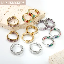LUXUKISSKIDS Square/Oval Cubic Zirconia Hoop Earrings Luxury Trendy Ears Piercing for Women/Man Minimalist Wedding Jewelry Gifts