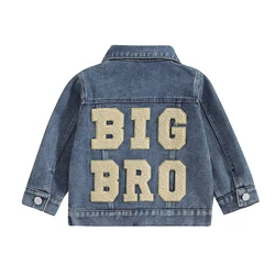 Toddler Baby Boy Denim Jackets Big Bro Lil Bro Big Sis Lil Sis Letters Embroidery Matching Denim Jackets Outerwear