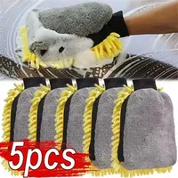 1/5pcs Waterproof Microfiber Chenille Car Washing Gloves Double-Faced Cleaning Mitt Auto Care Detailing Brush for Car