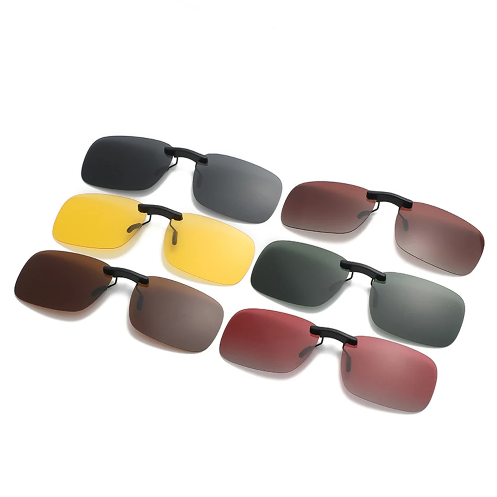 Square Polarized Sunglasses Clips Driving Night Vision Eyeglasses UV400 Outdoor Shades High Definition Sun Glasses Clips