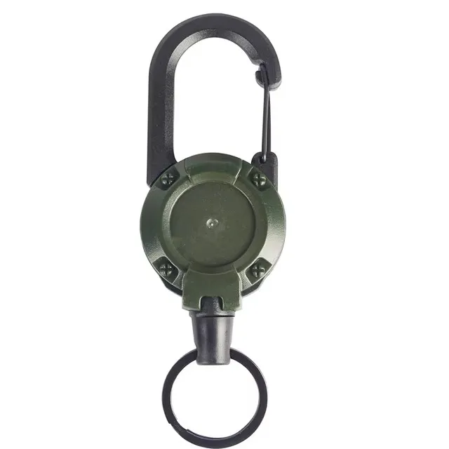 Einziehbare, robuste Zugrolle, Karabiner, Schlüsselanhänger, starkes Stahldrahtseil, Schnalle, Federschlüsselanhänger, Outdoor, sportliches Schlüsselanhänger-Werkzeug