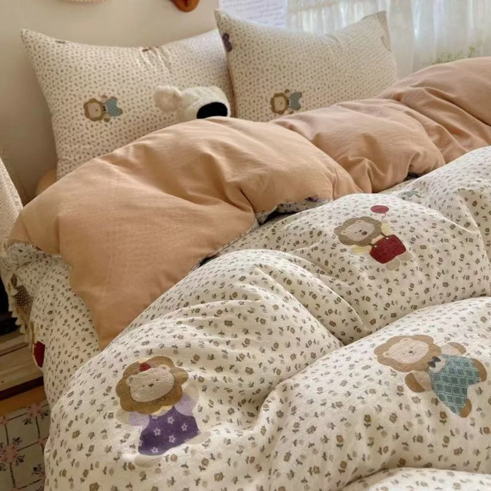 Sheet Set 100% Cotton Home Comfortable Bedding Set Multiple Sizes Available Soft Breathable Bed Linen for Bedroom