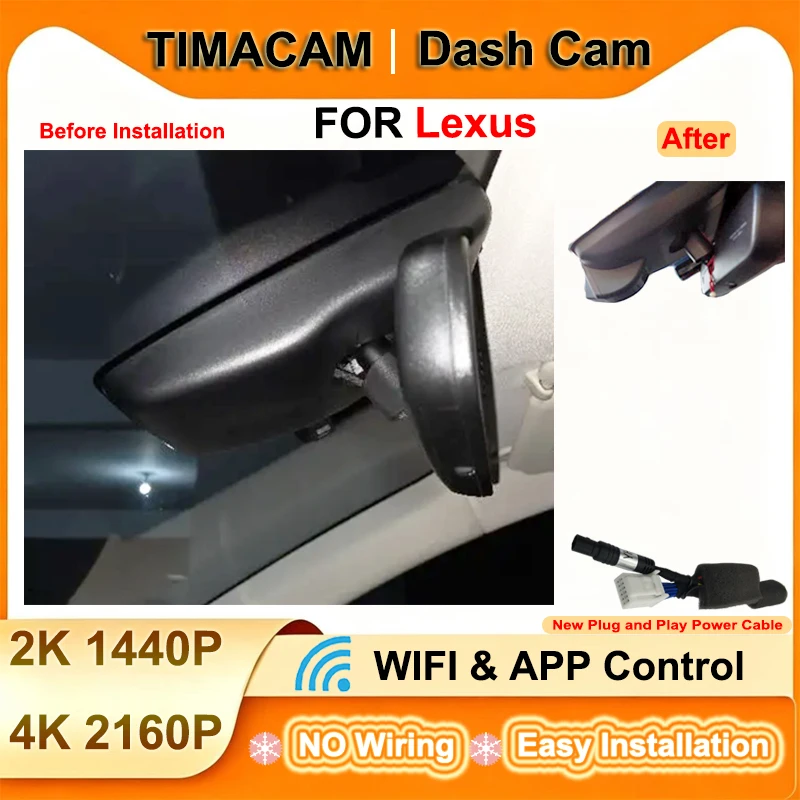 TIMACAM for Lexus rx350 rx450h rx200t rx300 for Lexus RX AL20 2016 2017 2018 2019 2020 2021 2022 4K Wifi Plug and Play Dash Cam