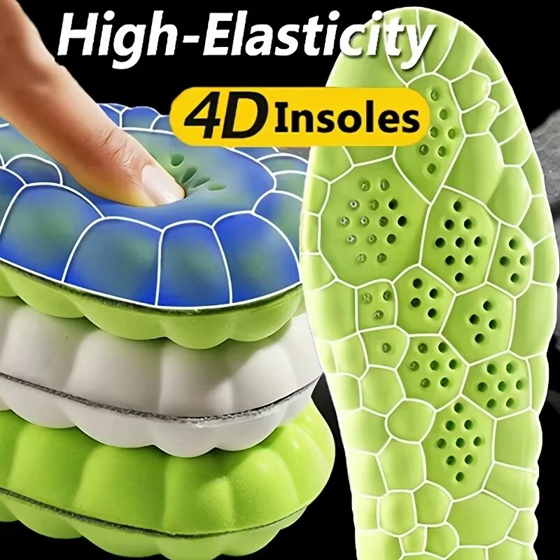 Solette sportive ortopediche 4D Super morbide e traspiranti ad alta elasticità Assorbimento degli urti Cuscino per scarpe da corsa Cuscino deodorante antidolore