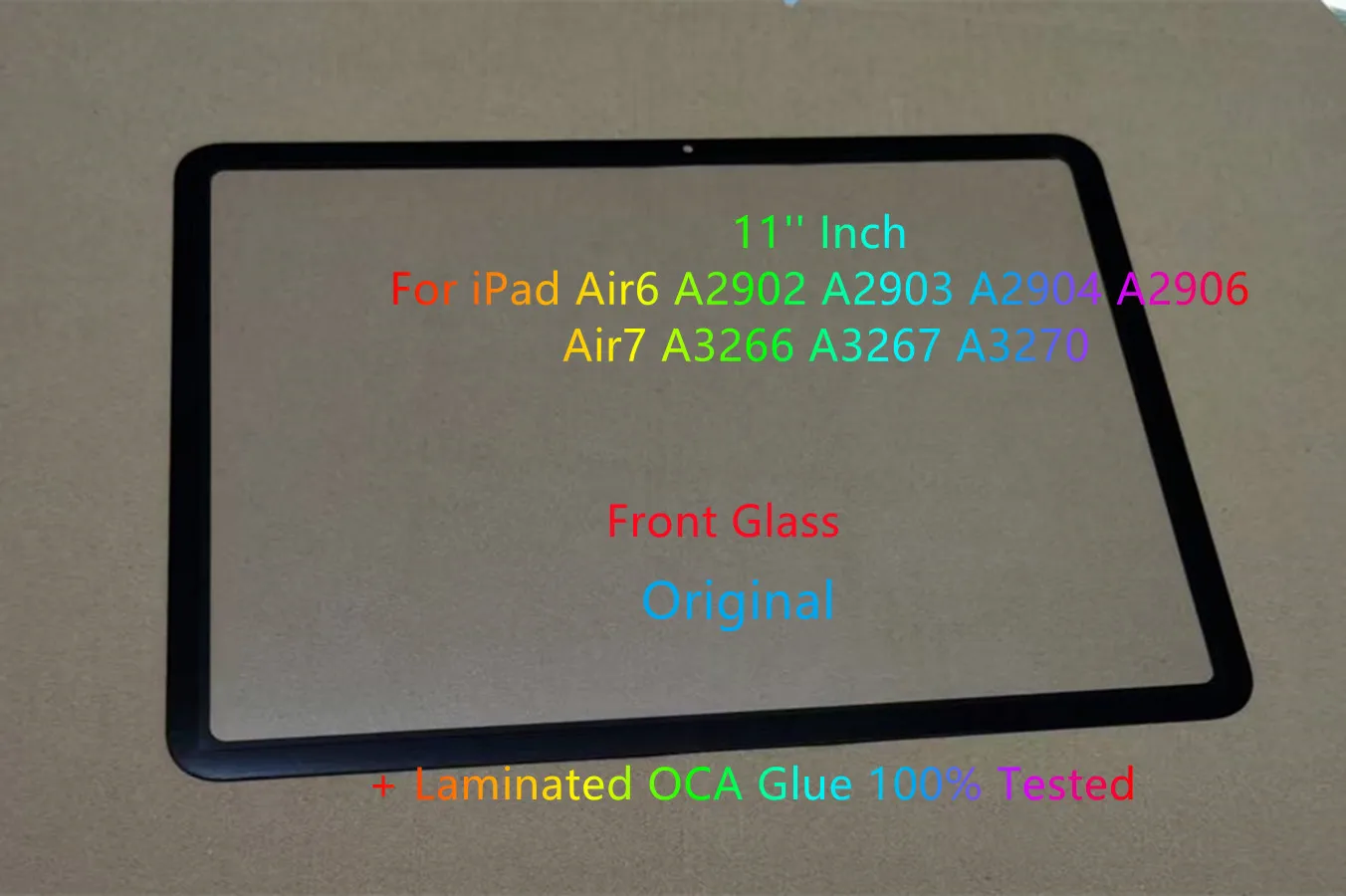 New 11'' Inch For iPad Air 6 Air6 A2902 A2903 A2904 A2906 Air 7 Air7 A3266 A3267 A3270 Touch Screen Front Glass + OCA Glue Test
