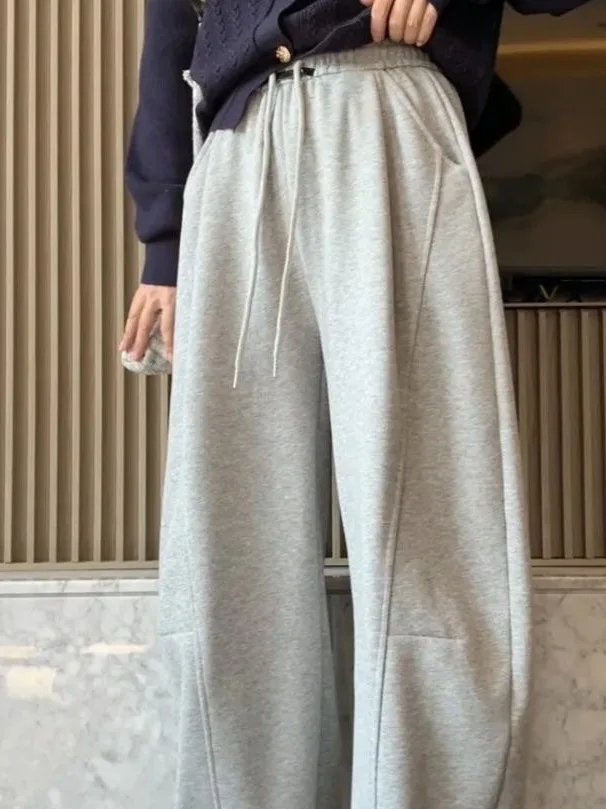 Hohe Taille, Dstring-Freizeithose für Damen, lockere Passform, Sommer 2025, Damenhose, bequemer elastischer Bund