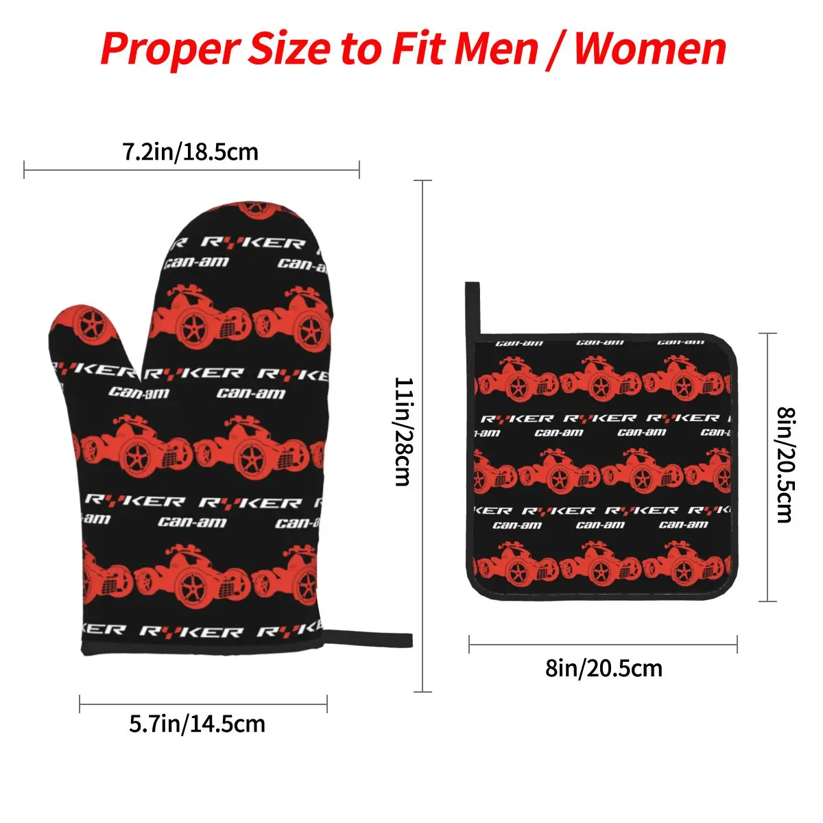 Can I Am Ryker Off-Road Brp Atv Graphic Oven Mitts and Pot Holder Sets of 4 for Baking Cooking Resistant Non-Slip Gloves