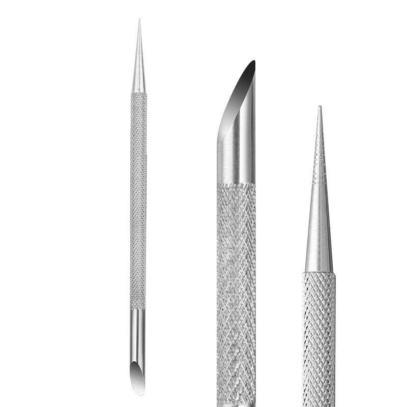 New Double-ended Nail Beveled Head Cuticle Pusher Remover Stainless Steel Cuticle Remover Manicure Sticks Nail Care Cleaner Tool