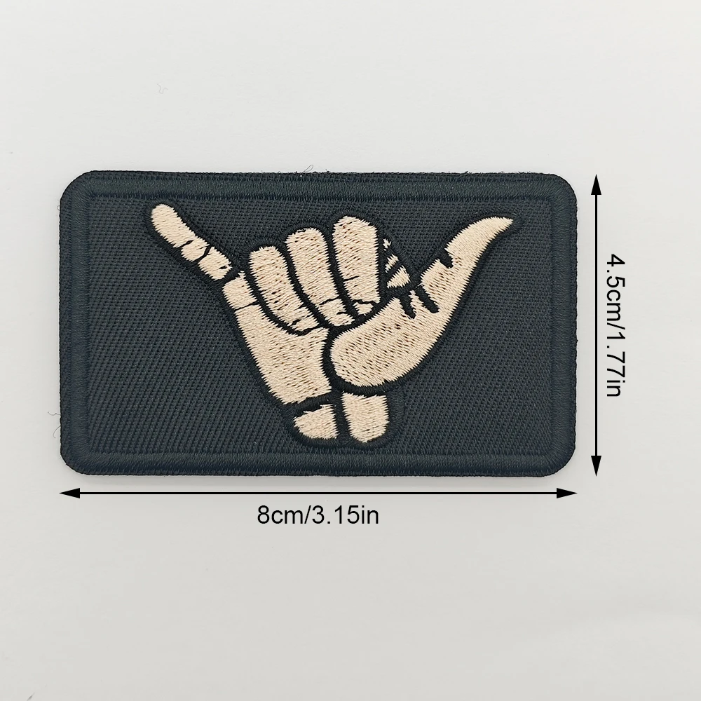 Skull Hand Finger Embroidered Patch Hook & Loop, Rock Sign Tactical Morale Badge DIY Gift For Backpack Cap Jacket Vest Clothing