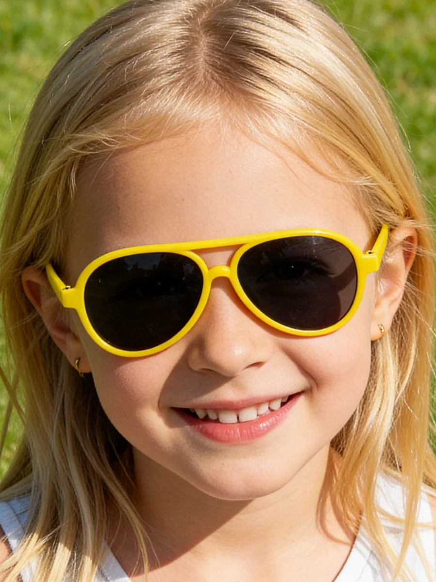 2026 Cute Kids Sunglasses Pilot Frame Neon Color UV Blocking Stylish Sun Glasses Eyewear For Toddlers KJ233