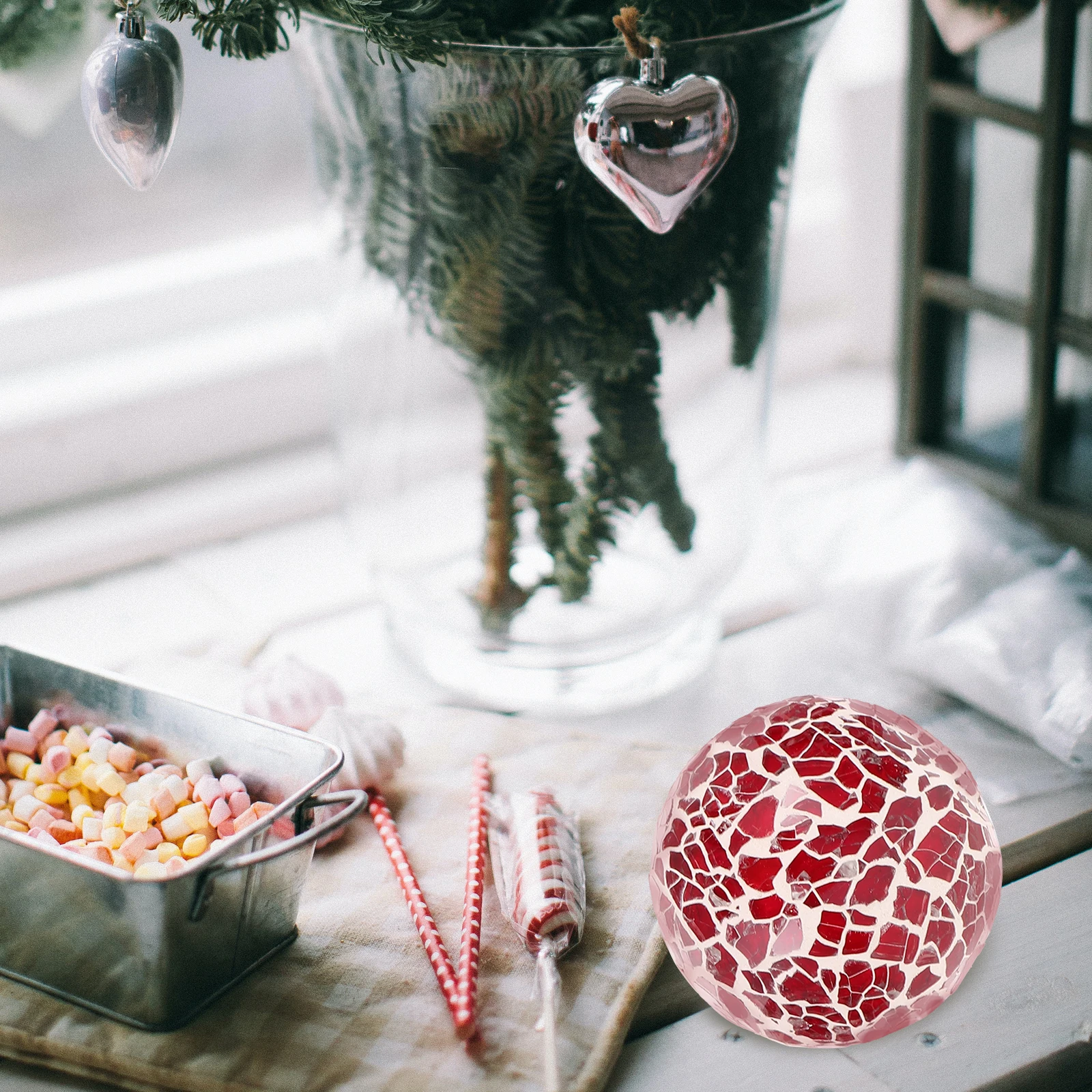 

3Pcs Mosaic Glass Balls Sphere Ball Home Decoration Tabletop Ornaments for Party Wedding Hotel Desktop Decor Glass Ball