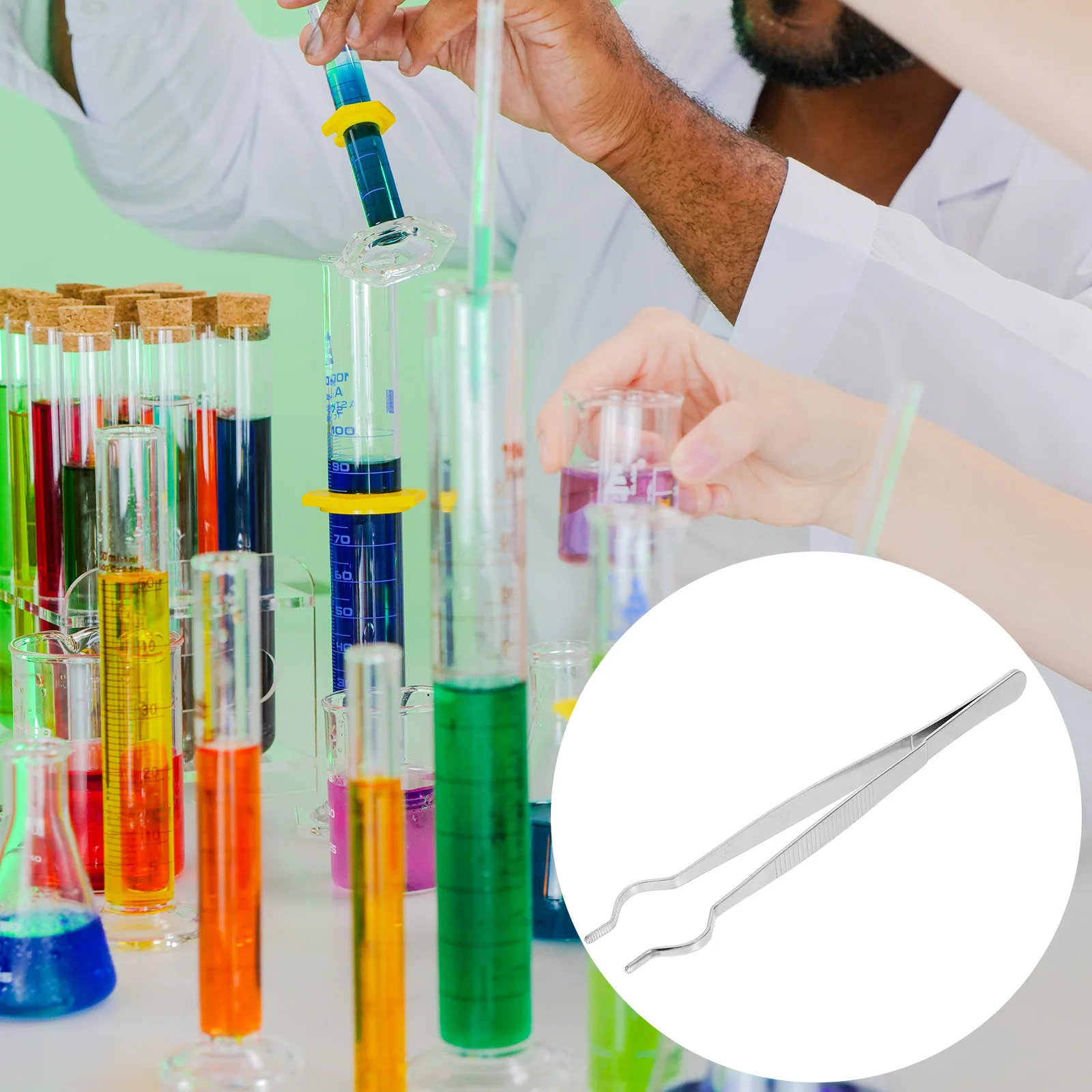 

Stainless Steel Test Tweezer Precision Experimental Tool For Lab Tube Plier Round Nose Metal Tweezer Glass