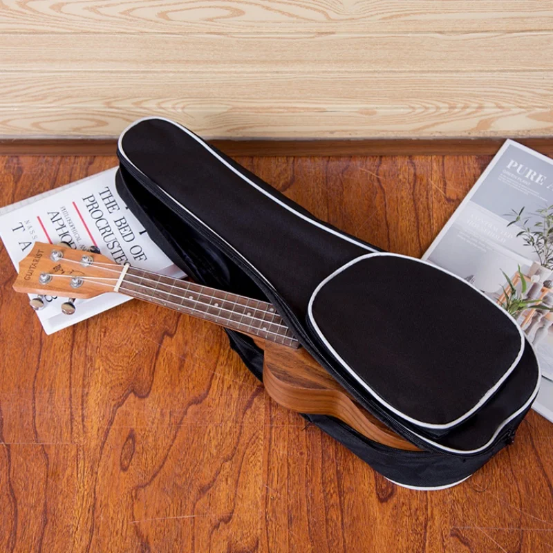 Black Portable Ukulele Bag Soft Case Gig Cotton for 21/23/26 Inch Mini Guitar - 3 Size Options Available