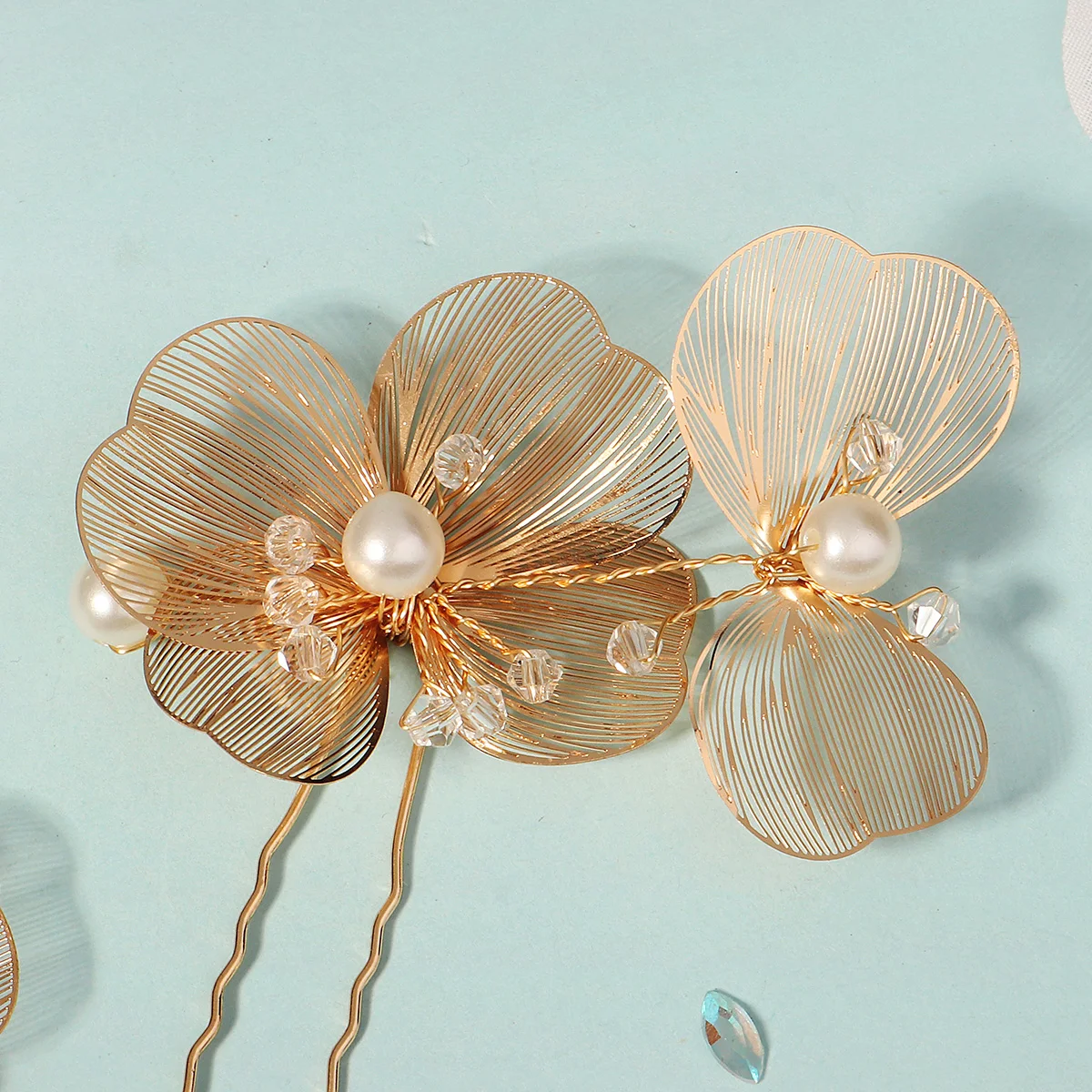 2 Teil/satz Mode Kristall Blume Braut Haarnadeln Trendy Handgemachte Perle Haar Clips Für Frauen Urlaub und Party Schmuck Zubehör – Detail 12